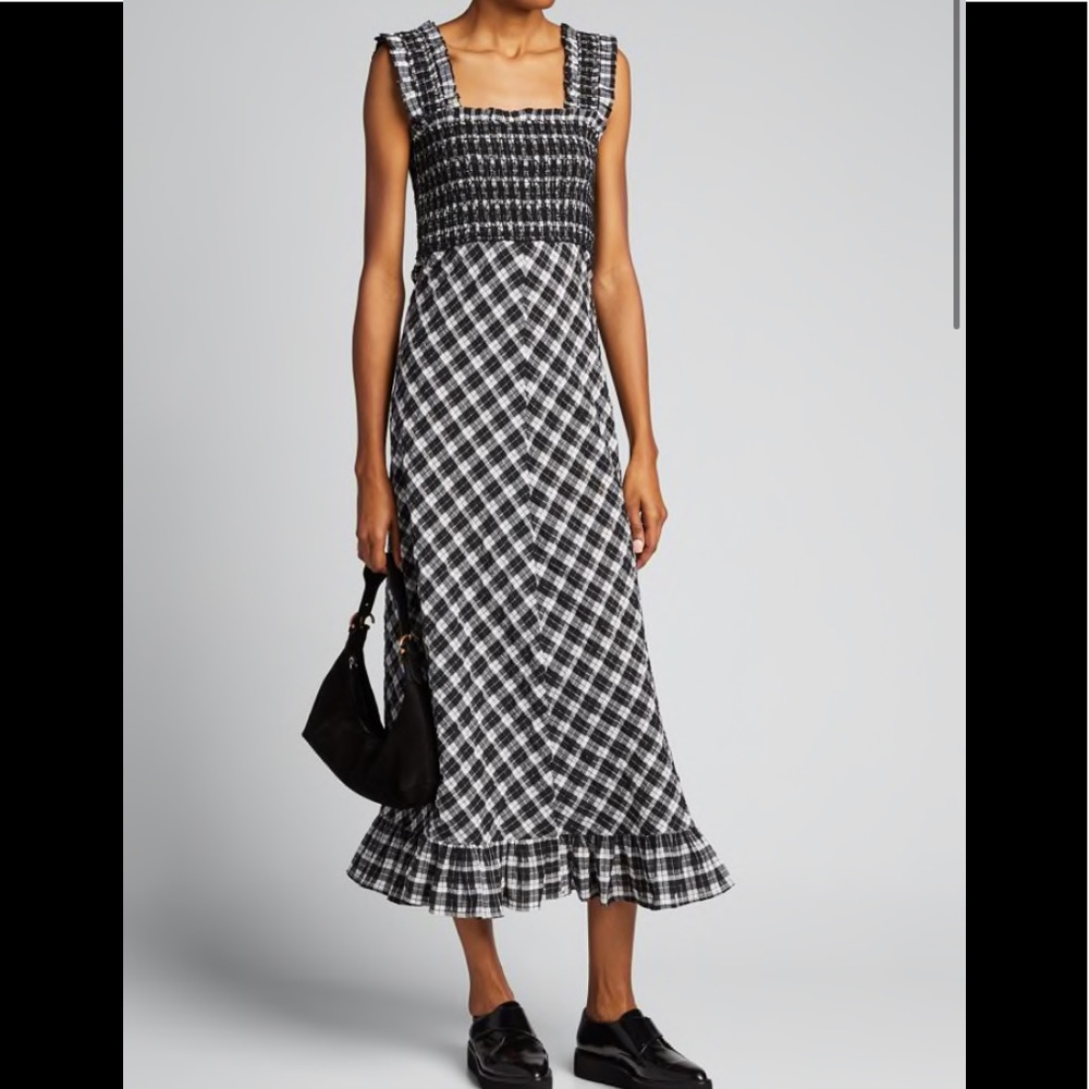 GANNI Seersucker Check Dress Gingham size 4, 8 ,10 - Picture 3 of 16
